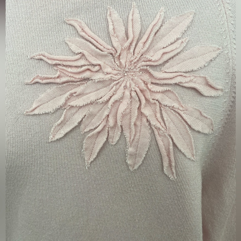 Pink Lane Bryant Sweater with flower on right shoulder - Picture 2 of 3